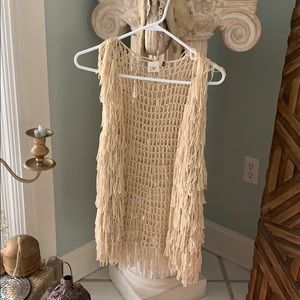 Origami Lush Boho Fringe Vest by Vivien NWT